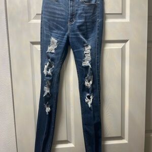 Hollister Dark Blue Distressed Skinny Jeans